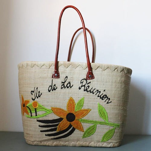 Panier double broderie motif ile de la Réunion